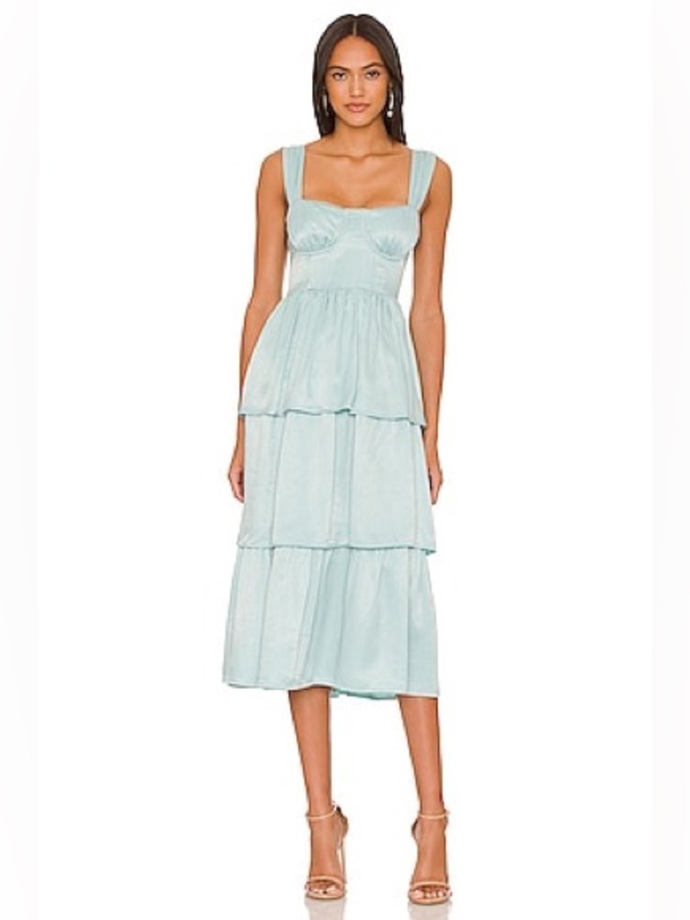 WeWoreWhat Corset Midi Dress in Baby Blue